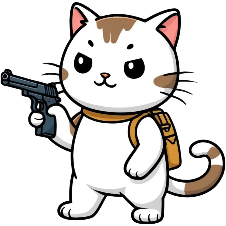 Cat with a gun shooting indians emoji