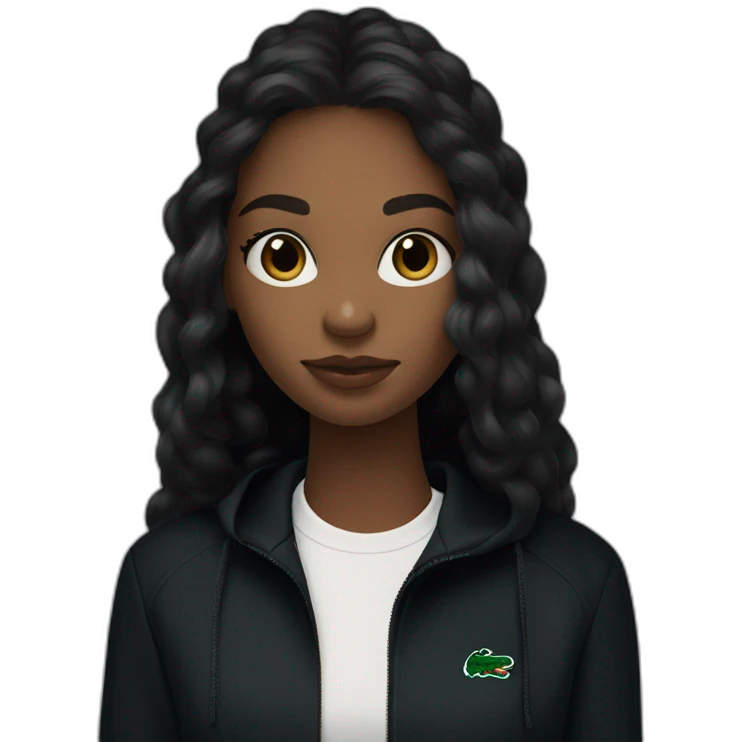 Lacoste bag Black girl with long hair with black lacoste windbreaker emoji