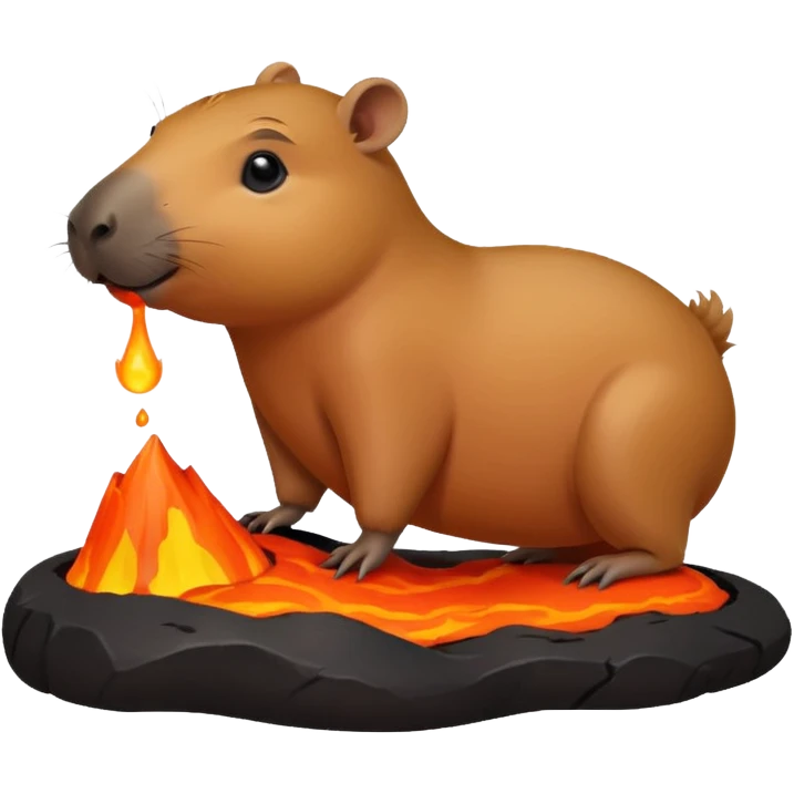 Capybara getting his head lava toy emoji