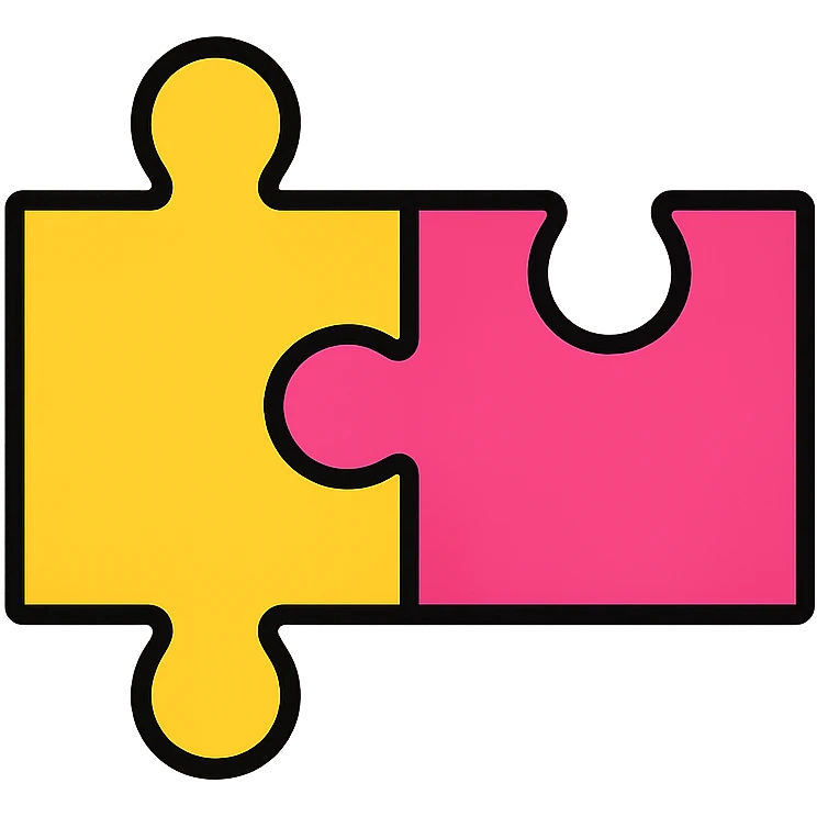 puzzle piece fitting perfectly, representing a problem solver, colorful outlined style emoji