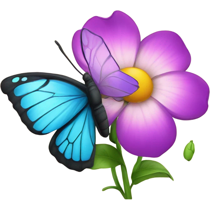 flower with a butterfly on emoji