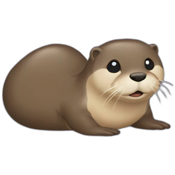 Une loutre qui dense sur le dos d'un hypopotam emoji