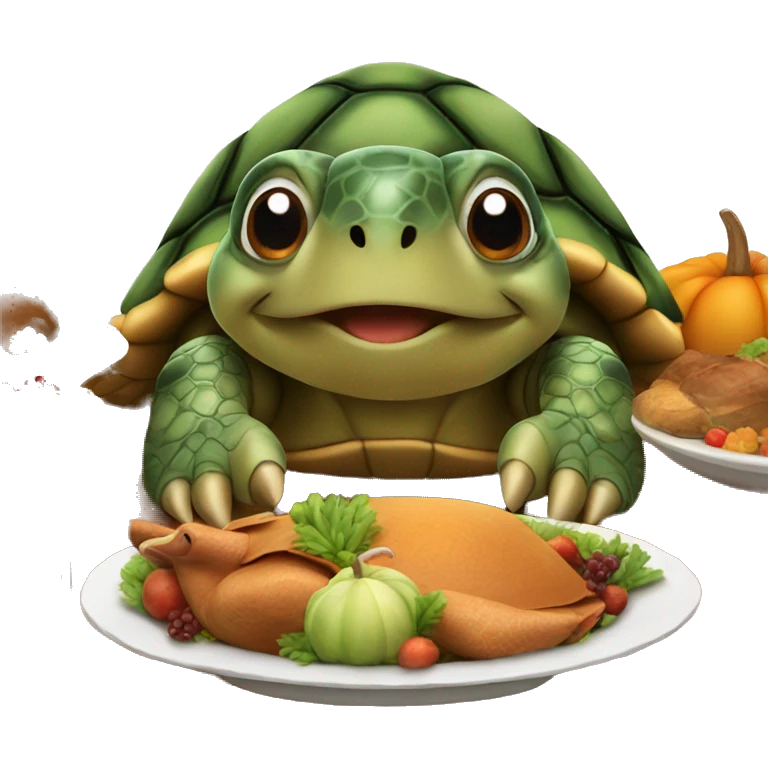 Turtle eating turkey for thanksgiving  emoji