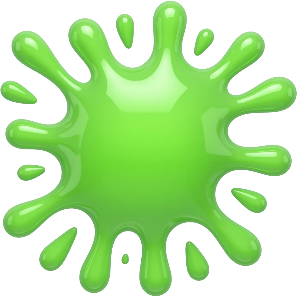 Green Neon Slime realistic 2d splat emoji