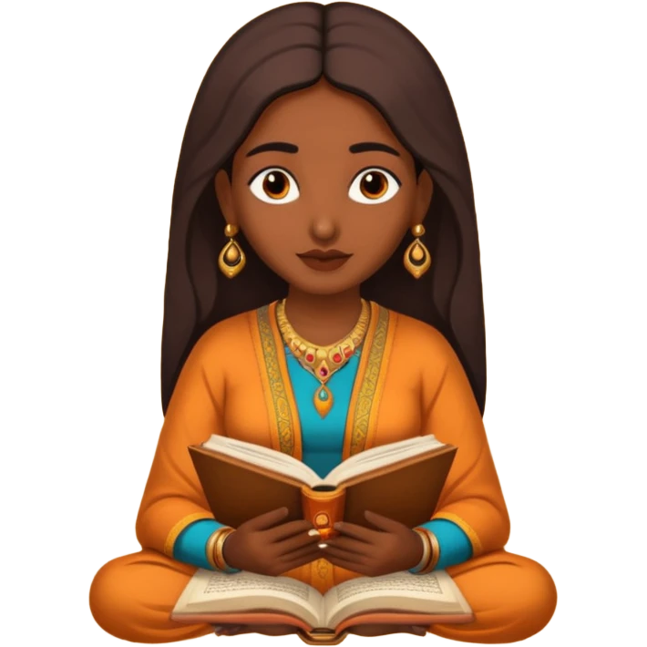 indian woman reading vedas emoji