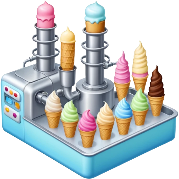 Ice cream factory with machines and production lines emoji