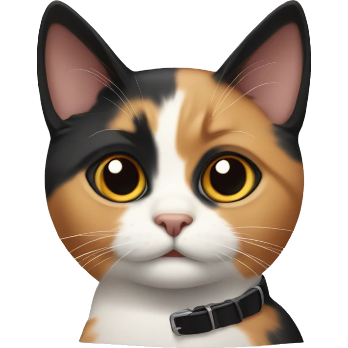 Calico cat with black collar  emoji
