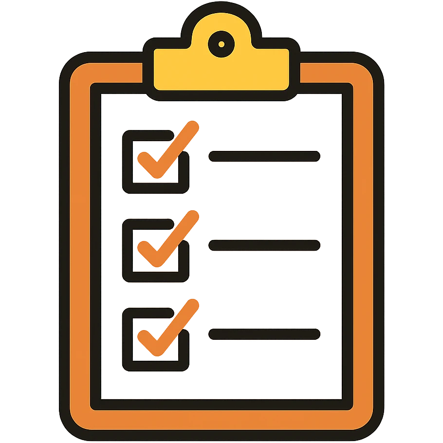 Remove the guinea pig, leaving only the clipboard or checklist, in the same cute, outlined, colorful style. emoji
