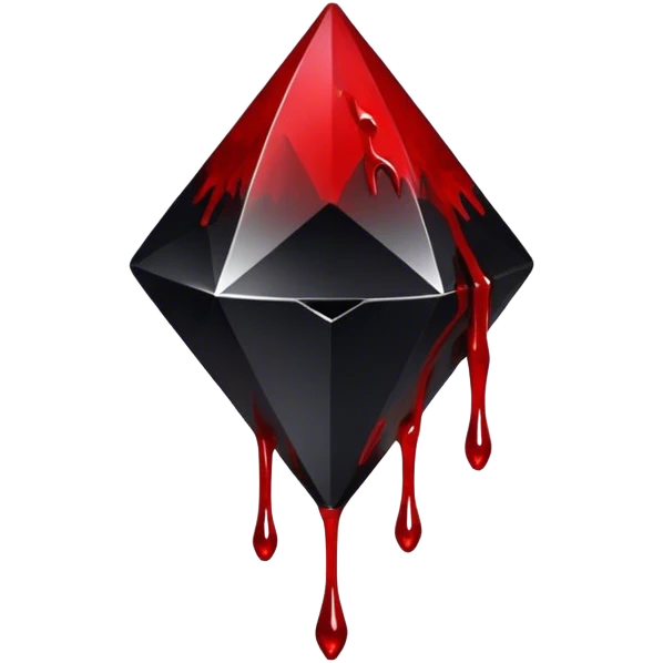 Black diamond with blood dripping from it  emoji