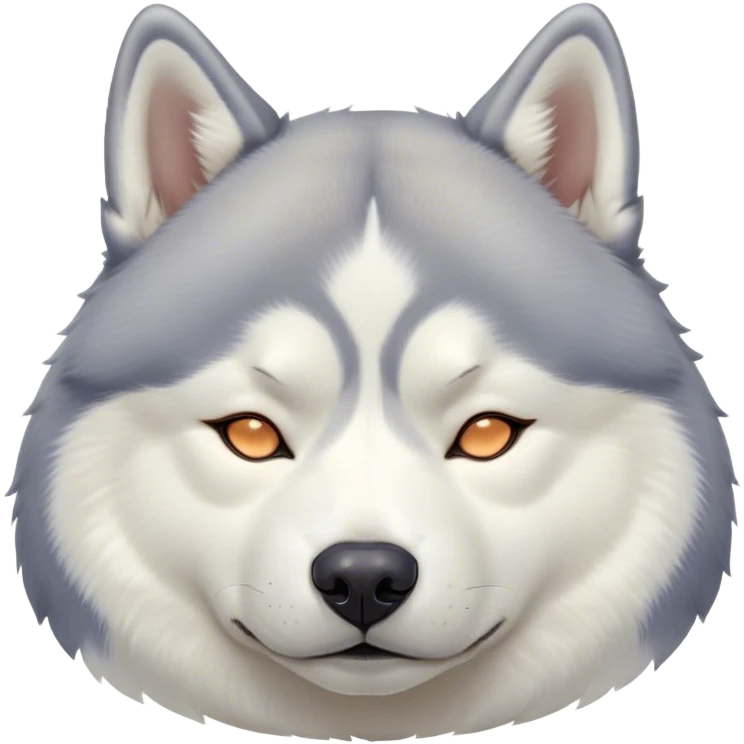 Cinematic Chubby Sleeping Siberian Husky Portrait Emoji, Chubby and serene, with a round, endearing build and a fluffy grey and white coat, eyes gently closed in peaceful slumber, Simplified yet irresistibly adorable features, highly detailed, glowing with a gentle, dreamy glow, high shine, relaxed and content, stylized with a touch of whimsy, bright and heartwarming, soft glowing outline, capturing the essence of a blissfully sleepy pup, so comically serene it feels like it could roll out of the screen and snore with adorable charm! emoji
