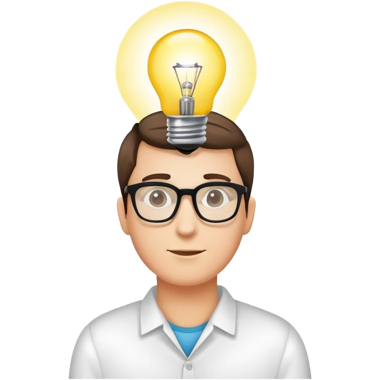 face with glasses and a lightbulb above the head, representing genius emoji