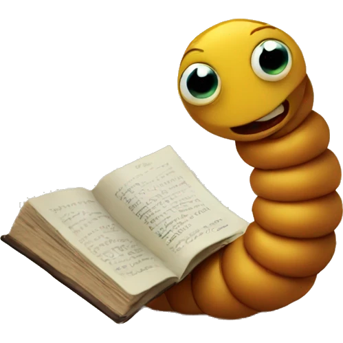 Worm reading a book emoji