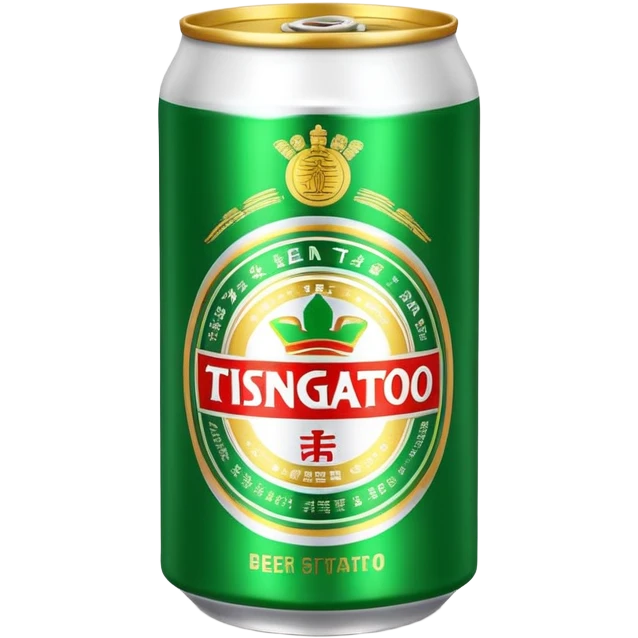 Tsingtao beer can, iconic green and gold design, famous Chinese beer, emoji style emoji