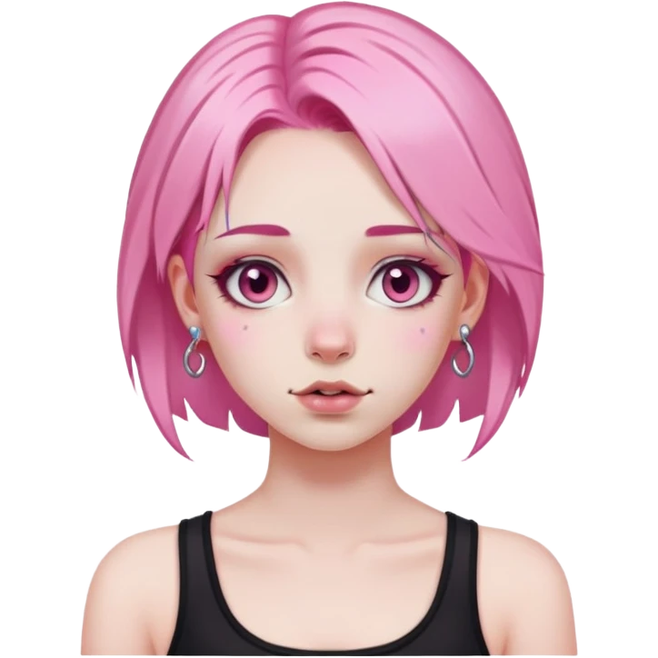 pale girl with pink hair and face piercings emoji