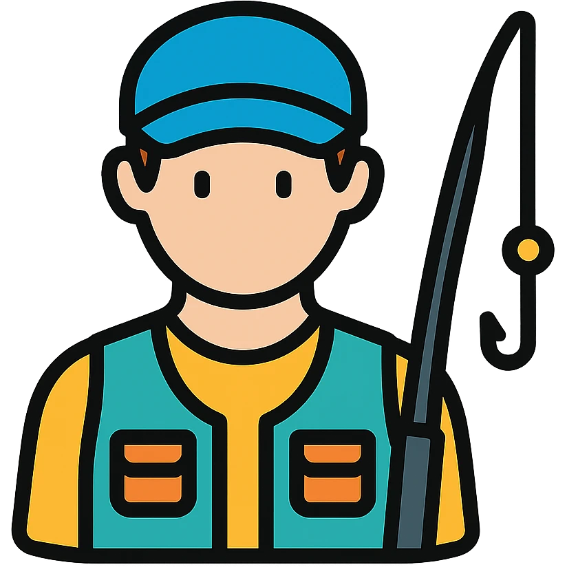 color outline icon of a fisherman wearing a blue cap emoji