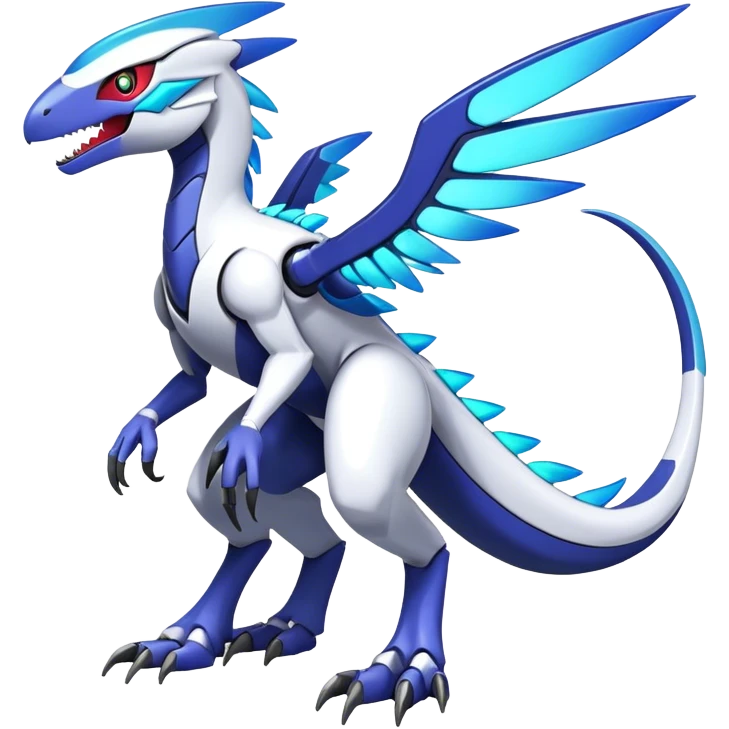 Shiny Futuristic Celestial Fakemon-Pokemon-Digimon-Spectrobes-Raptor-fusion, full body emoji