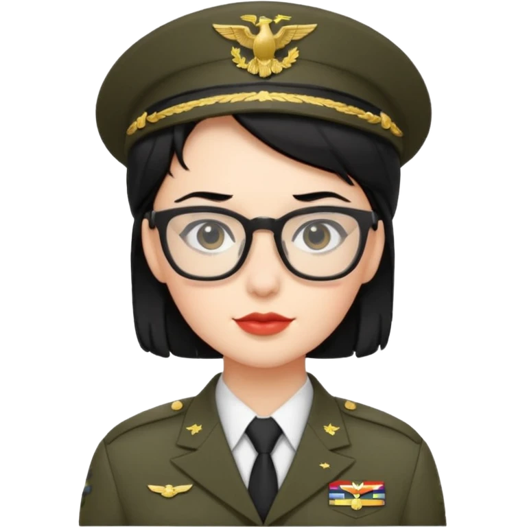 Black hair military secretary glasses nerd cute emoji