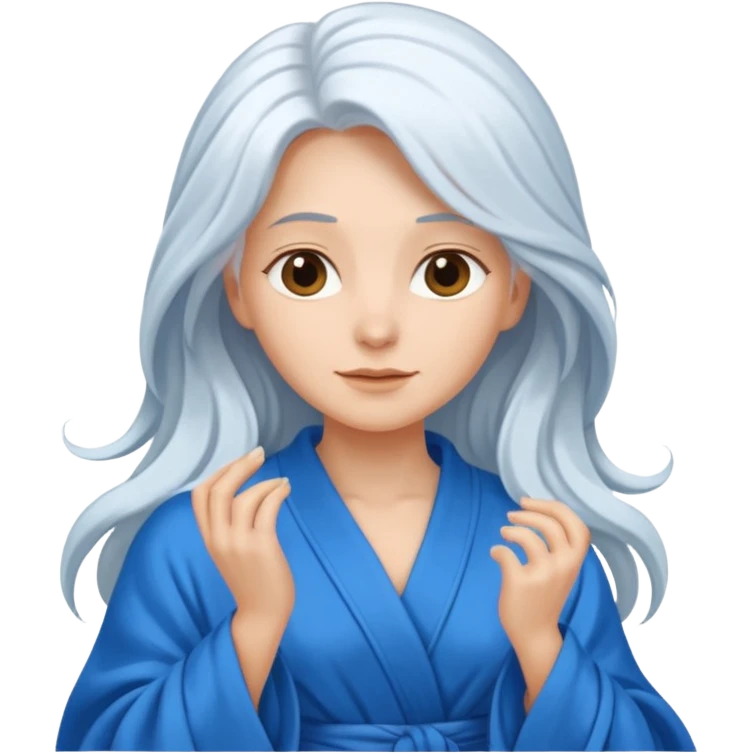 long white haired woman in blue robe emoji