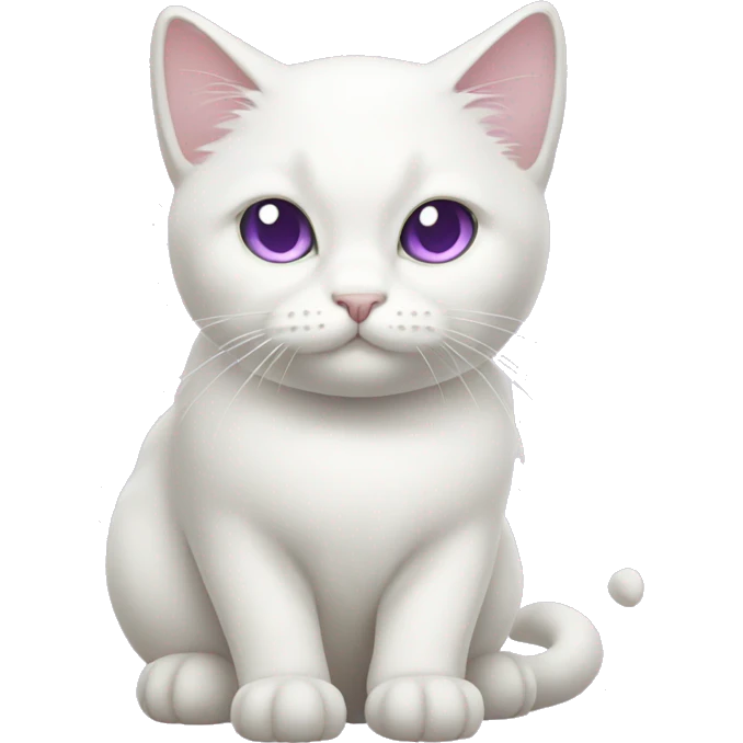 white cat with a light purple bow emoji
