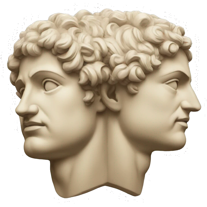 janus greek god two head facing oposite emoji
