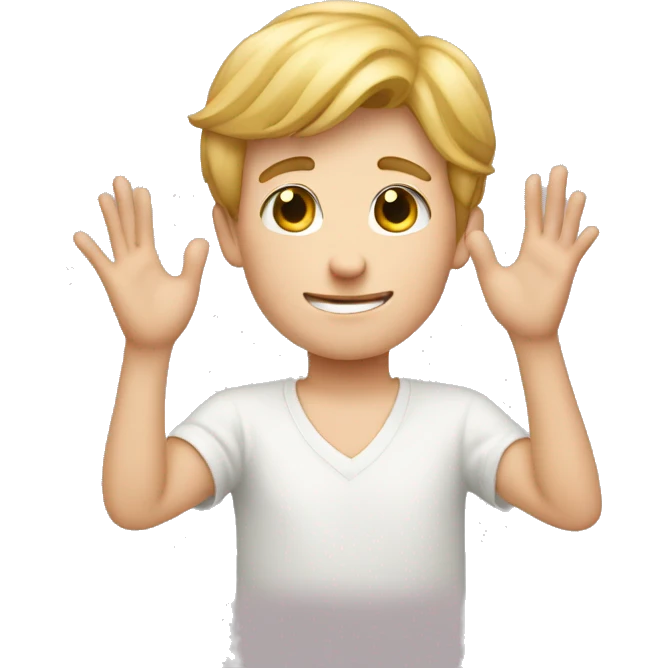 A white boy maing heart with hands emoji