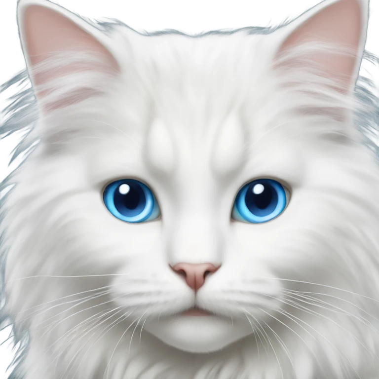 White angora male cat with blue eyes emoji