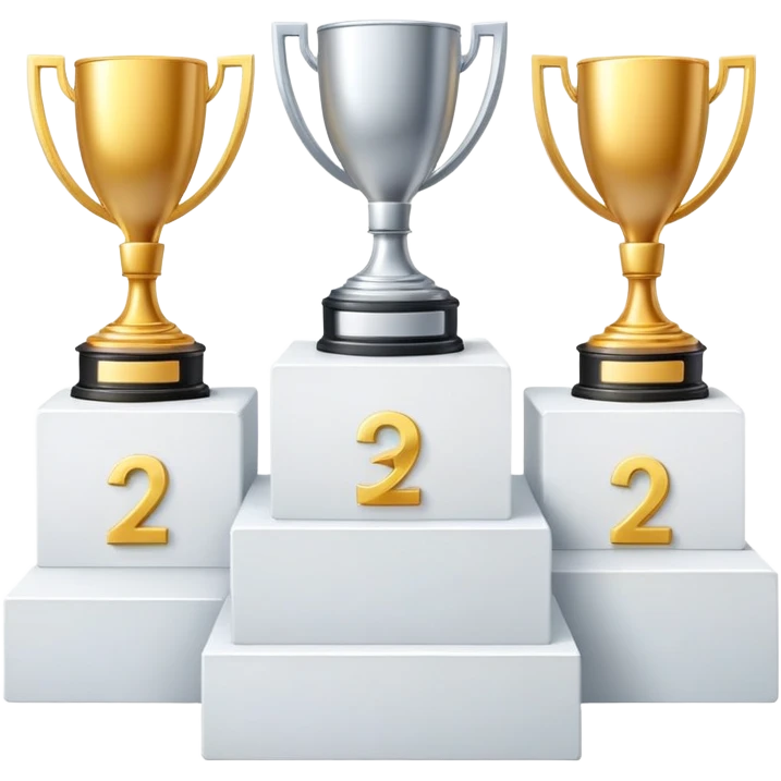 1st 2nd 3rd place podiums with gold silver bronze medals emoji
