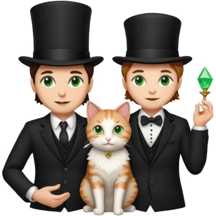 magician couple and their pet cat emoji