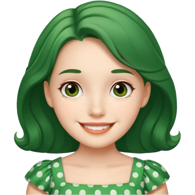 polka dots girl green emoji