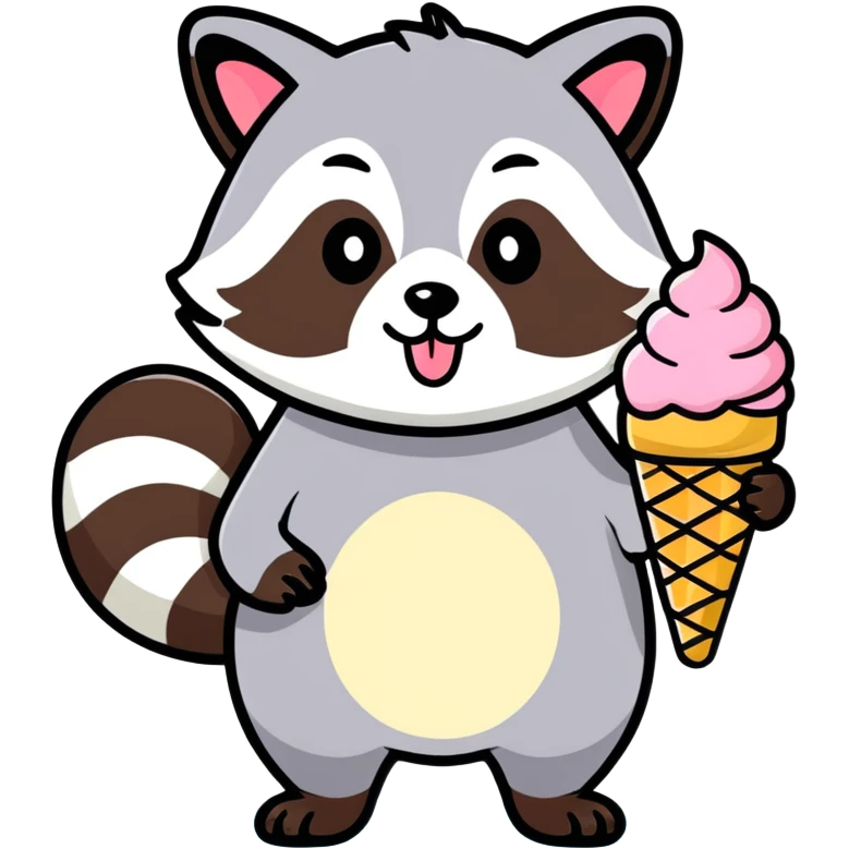 Raccoon eating ice cream emoji