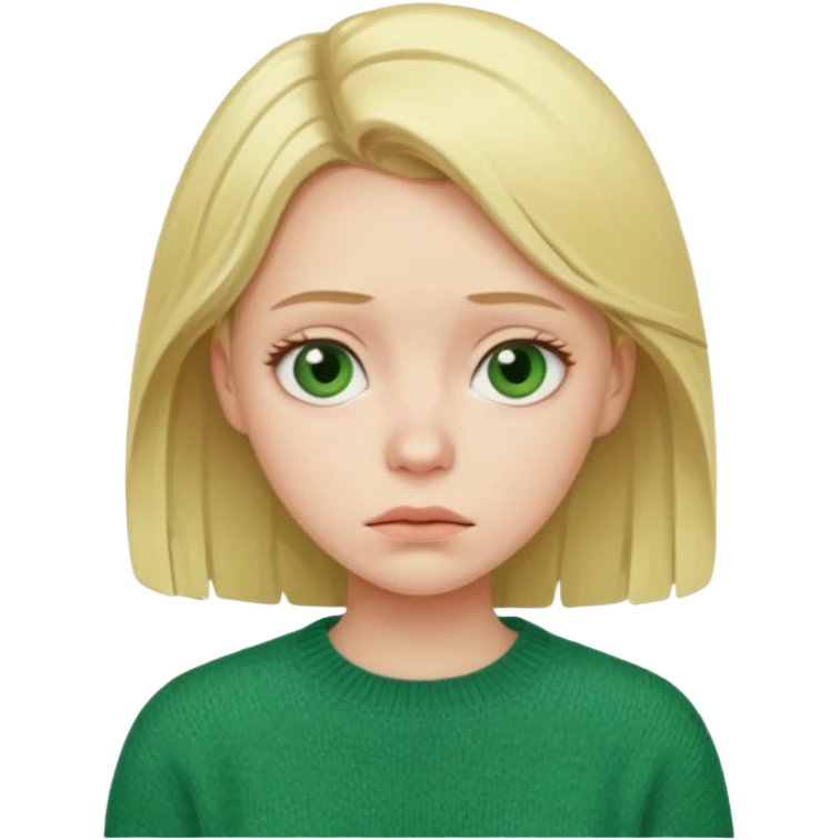 blonde girl has sore throat in green sweater emoji