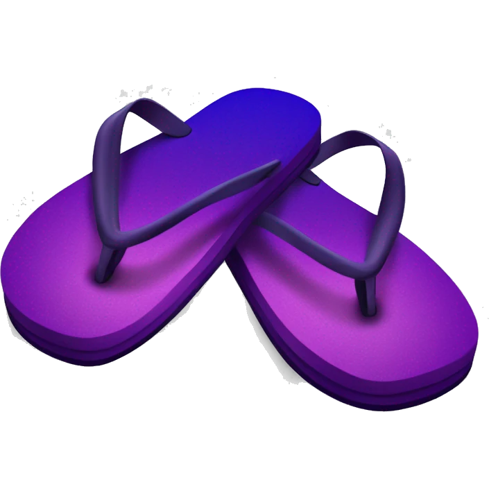 Realistic dark purple gradient pair of summer flip flops isolated. emoji
