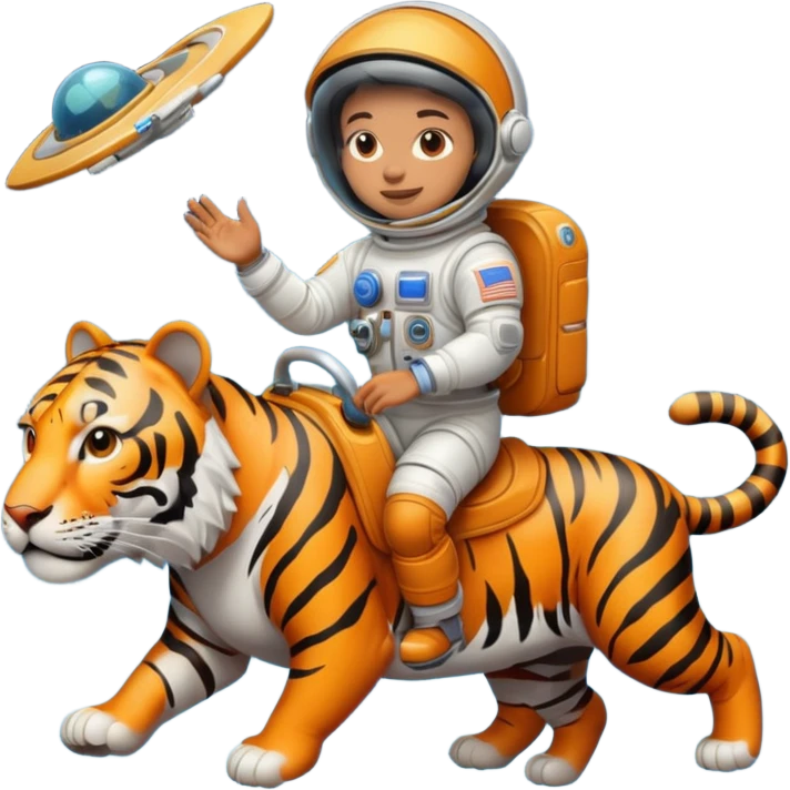 Astronaut riding tiger emoji