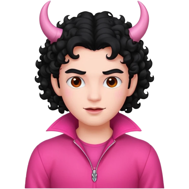 devil curly hair black in pink outfit emoji