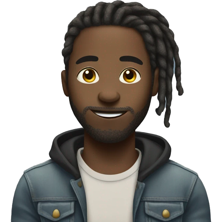 black man with medium size freeform dreads blushing emoji