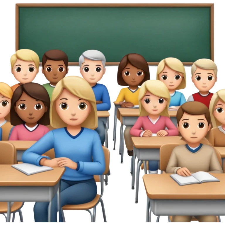 adults sitting in a classroom facing away emoji