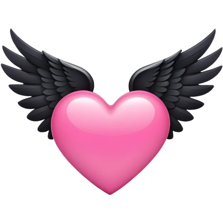 Black wings pink heart emoji