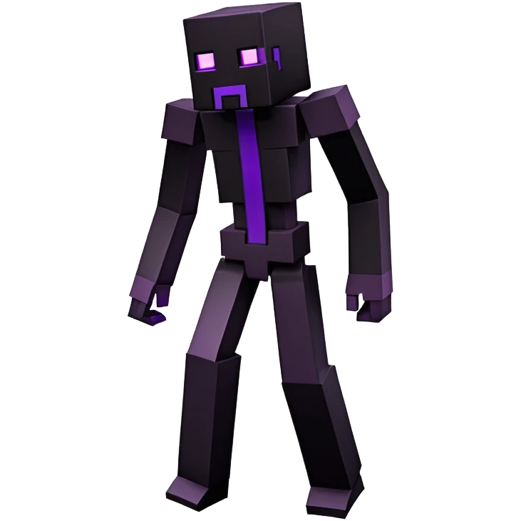 Minecraft Enderman full body, tall black blocky character with purple eyes emoji