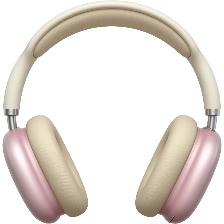 headphones, soft beige and pastel pink colors, minimal emoji