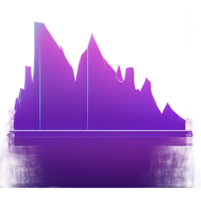 vaporware color themed line chart, stock price going up emoji