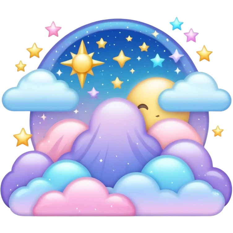 Pastel celestial glistening glossy sparkly shiny glittery scenery  emoji
