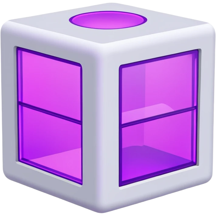 Сделай русскую панельку белого цвета. Она должна быть в виде куба, а также с окнами 3 на 3 на каждом фасаде. Некоторые окна неоново-фиолетовые. emoji