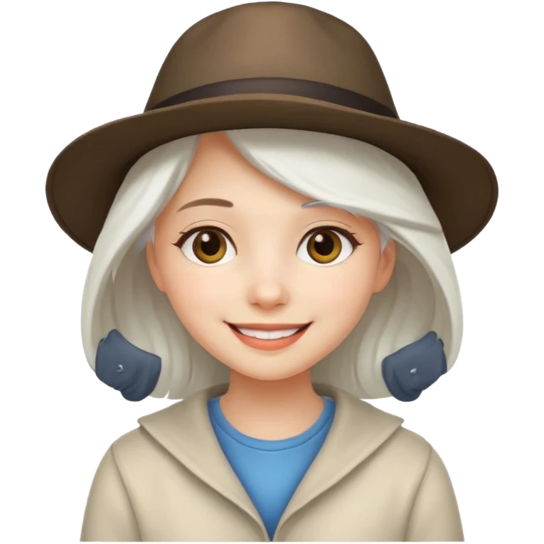 very white haired hatted girl emoji