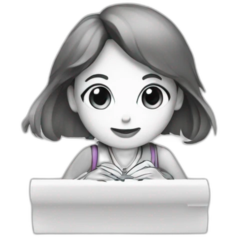a girl writes on a paper emoji