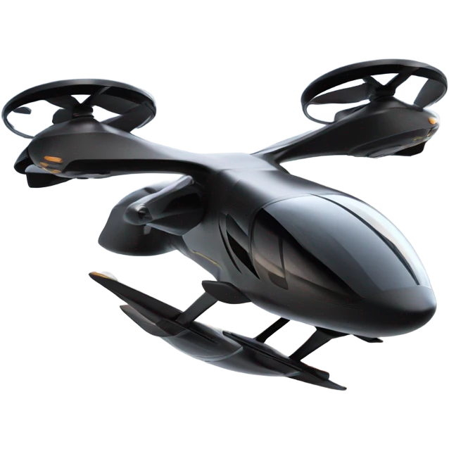 A black evtol aircraft emoji