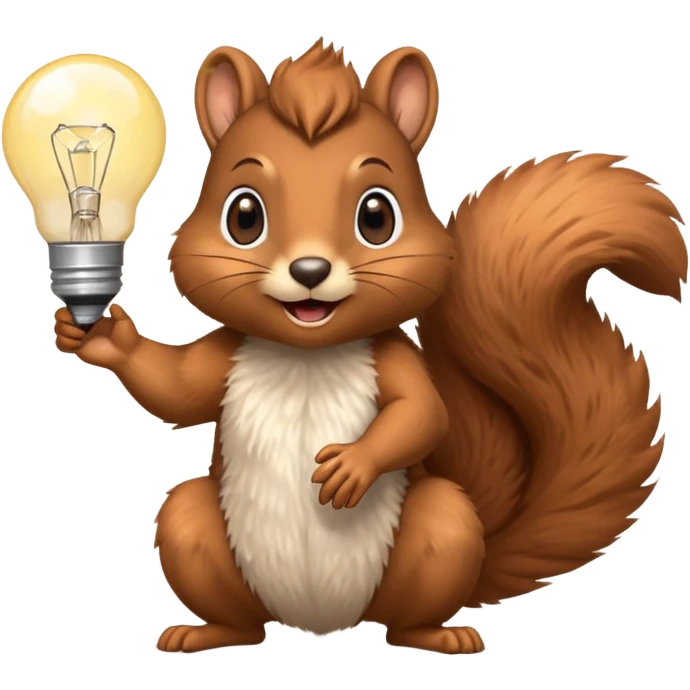 a squirrel with a lightbulb above its head, looking excited emoji