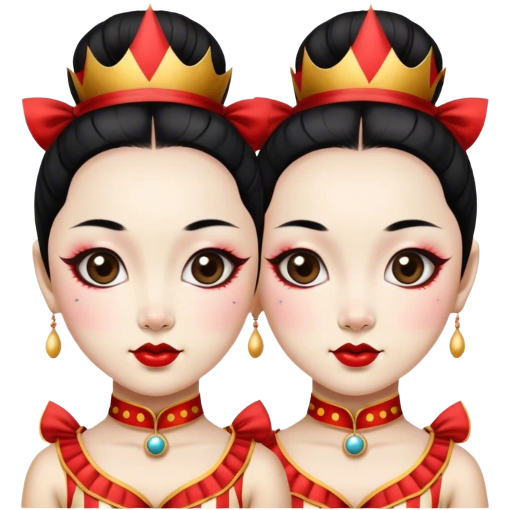 Vintage circus beautiful Asian female siamese twins  emoji