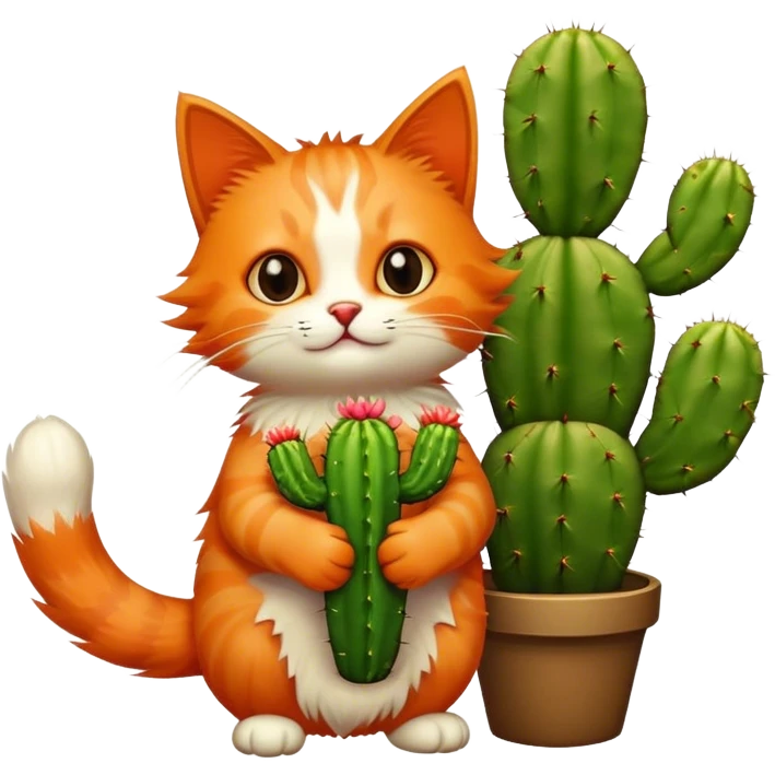 Cat holding cactus  emoji
