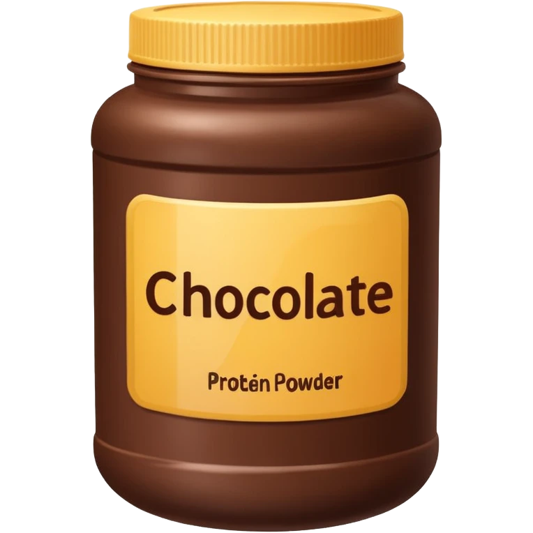 chocolate protein powder jar labeled chocolate picure icon emoji