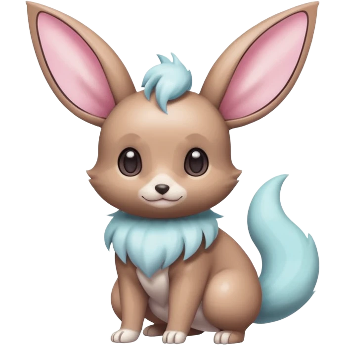 Kawaii Shiny Colorful Pastel Minccino-Cinccino-Eevee-fusion Full Body emoji